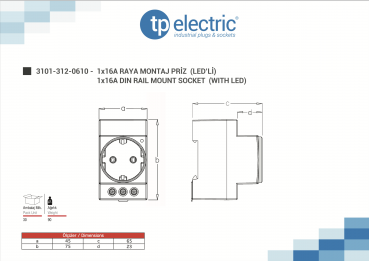 Preview: Steckdose für Montage auf Hutschiene mit LED IP20